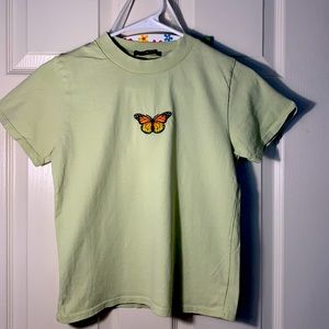 Brandy Melville Green Butterfly Top